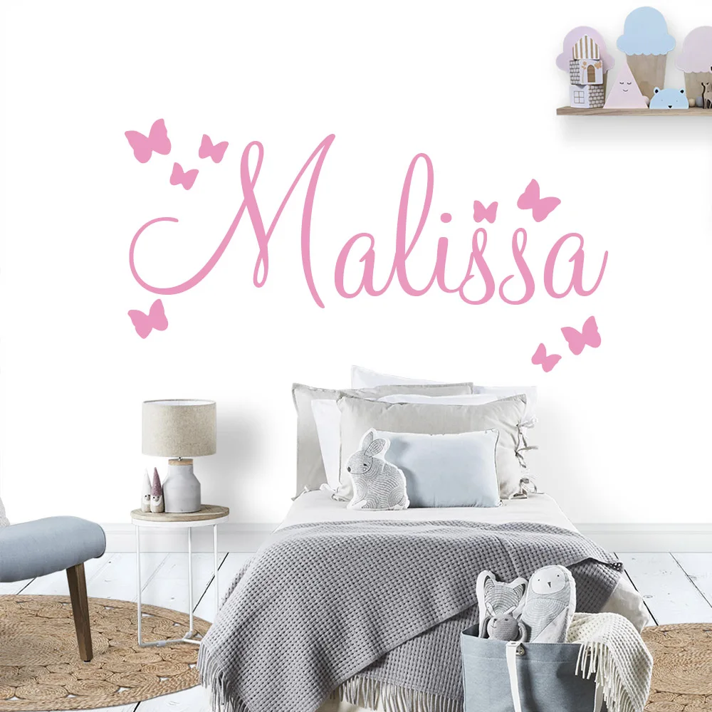 Nome personalizado flor - adesivos de parede - bebê menina - adolescente -  decalque de parede de berçário para decorações de quarto de bebê - adesivo  de decalque de parede mural para