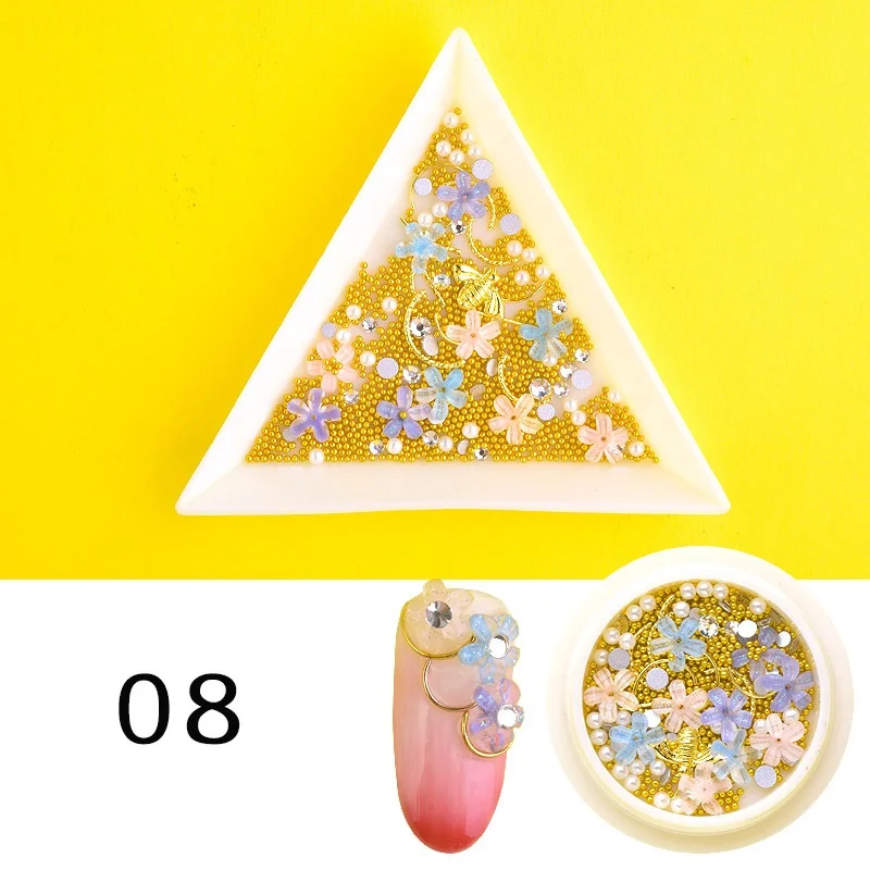 8 цветов, смешанные Стразы для ногтей в виде ракушки, 3D кристаллы для ногтей, камни, драгоценные камни, жемчужные ювелирные изделия, амулеты, сделай сам, украшения для ногтей, маникюр - Цвет: 8