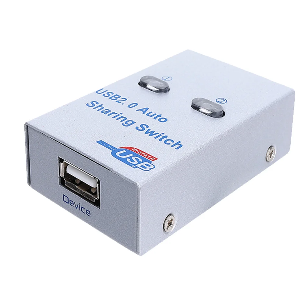 

USB 2.0 Automatic Device Compact Printer Sharing Switch HUB Metal Splitter Adapter Box Office Electronic Accessories 2 Port PC