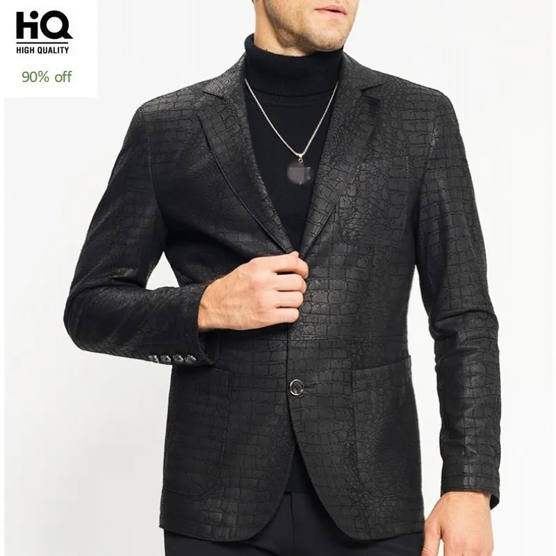 Мужская куртка из натуральной кожи роскошный бренд овчина тонкая крокодиловый