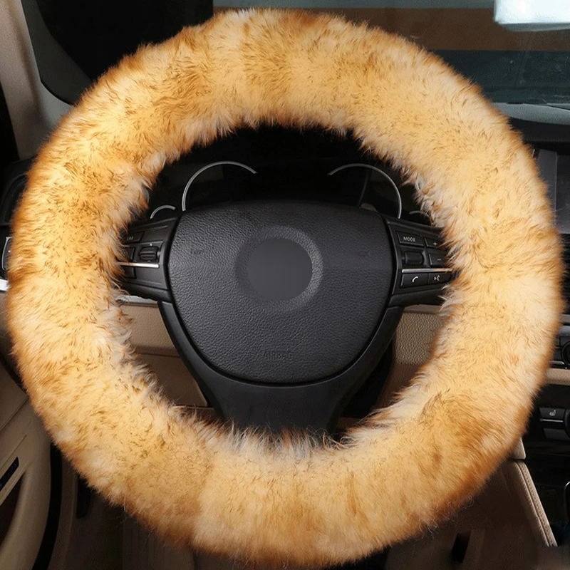 Длинная Зимняя шерстяная Кожаная оплетка на рулевом колесе для автомобиля 36, 38, 40, 42 см Руль мягкий теплый Stuurhoes Volant 13 цветов