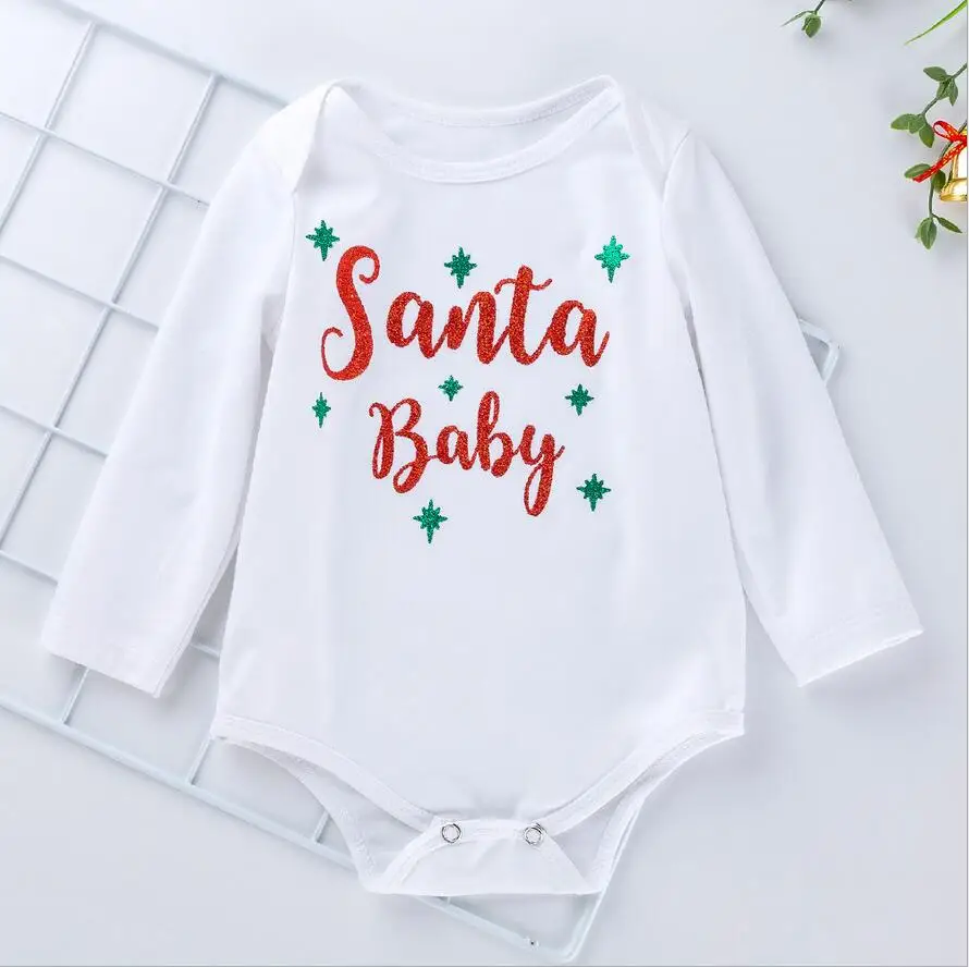 Детские ползунки Одежда для новорожденных блеск My1st Рождество маленьких девочек Санта Hoho торт пачка платье Jumpersuit повязка на голову обувь повязка на голову