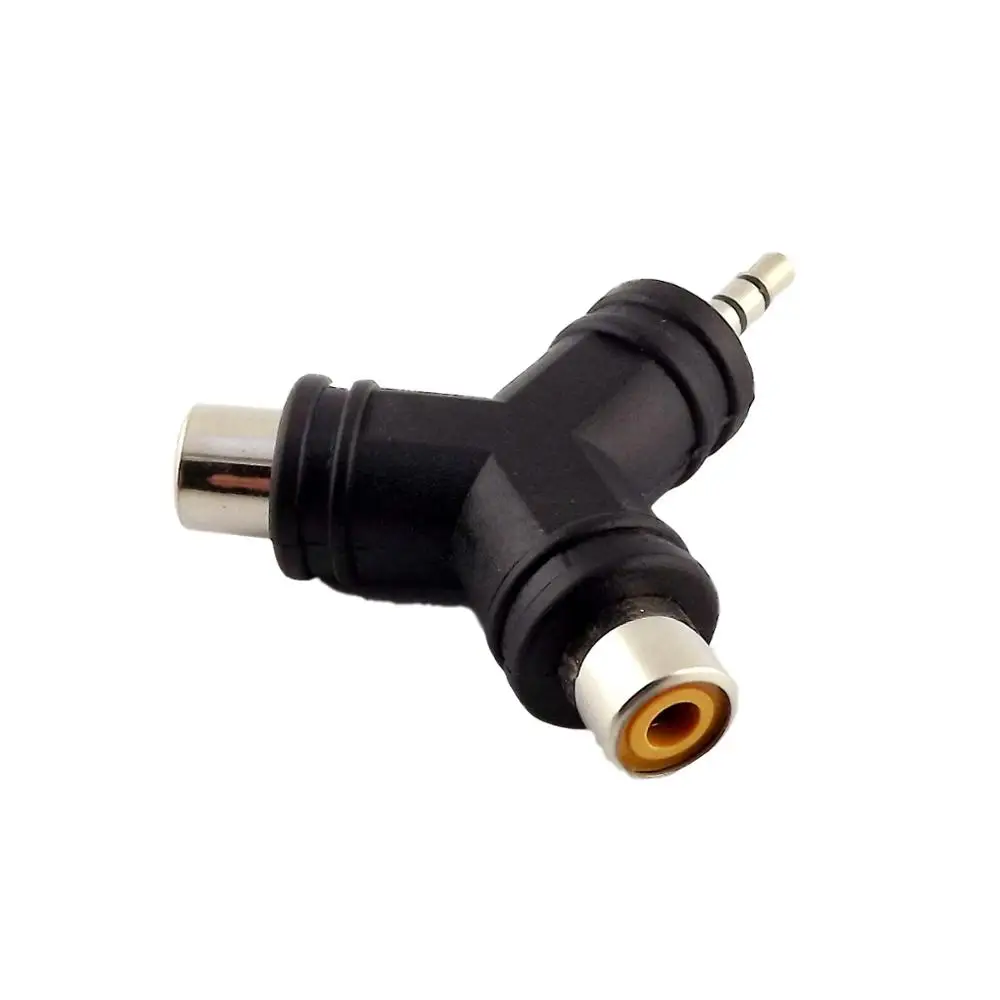 Мм 1 шт. 3,5 мм стерео Aux штекер Двойной RCA Phono Женский Джек аудио Y Splitter адаптер конвертер Черный