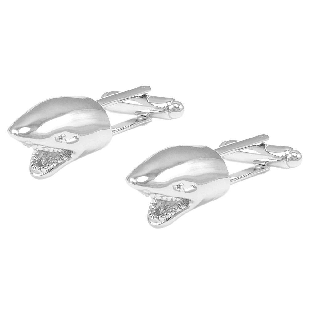 1 Pair Beach Themed Cufflinks Shark Fish Wedding Groom Cuff Links Charms