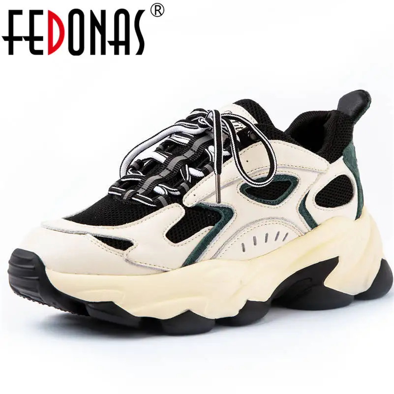 FEDONAS осень-зима кроссовки Для женщин из натуральной кожи; обувь на плоской подошве, платформы повседневная женская обувь новые качества Танцы обувь Туфли без каблуков