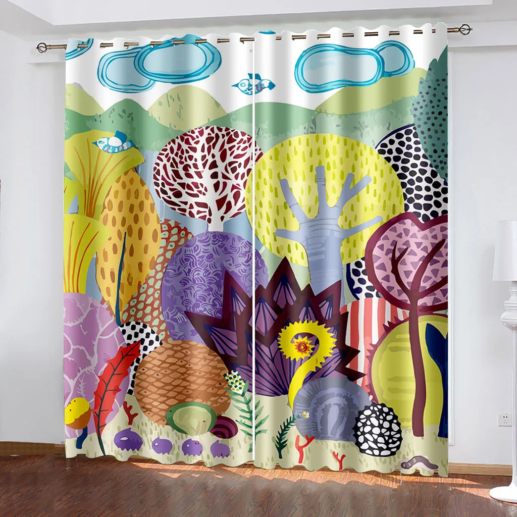 

Kids Bedroom Blackout Curtains Cartoon Room Darkening Window Curtain Living Room Drapes Decor 2 Panels カーテン Cotinas De Sala