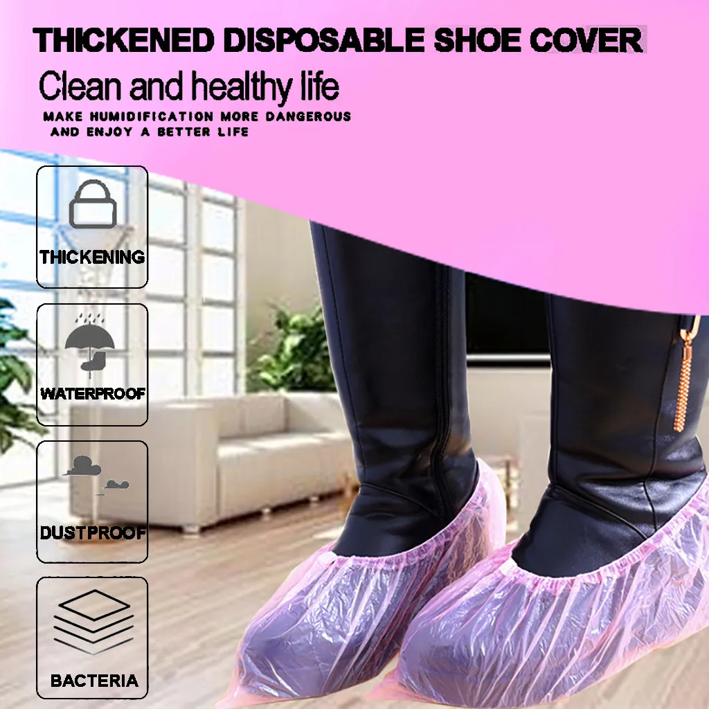 100Pcs/set Plastic Waterproof Disposable Shoe Covers Rainy Day Floor Protector Cleaning Cover Blue Hot Sale | Обувь