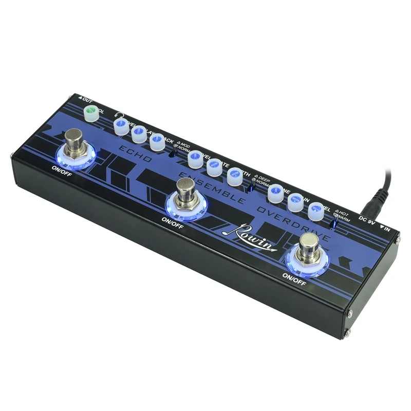 Rowin DAP-2 гитара Мульти педаль эффектов 3в1 эхо+ ансамбль+ овердрайв True Bypass функция