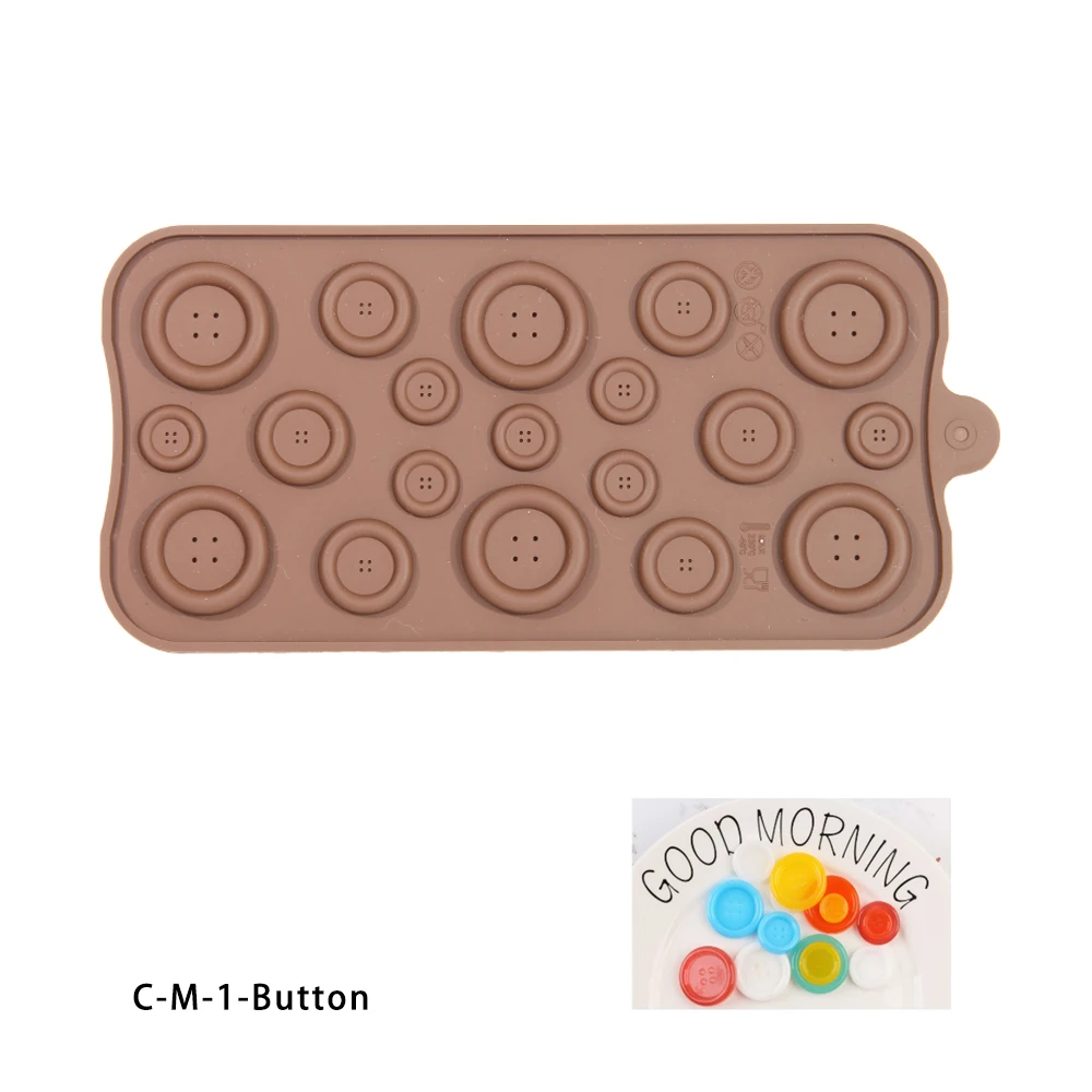 CM-1-Button Новая силиконовая форма для шоколада 15 форм 3D формы для шоколада и выпечки желе и Конфеты Плесень Роза для рукоделия фрукты помадка Кухонные гаджеты хорошие - Цвет: CM-1-Button