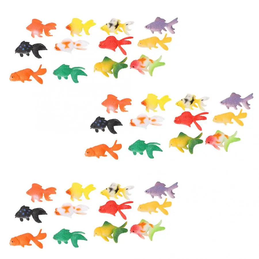 36Pcs/lot Children Goldfish Frog Model Play Toys Animal Creatures Model Toys Plastic Animals Toy Interesting Kids Home Decor - Цвет: gold fish