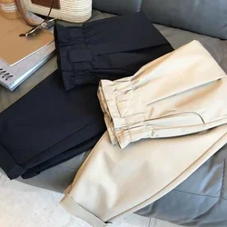 Pantalon taille haute à jambes larges pour femmes, nouveau Style coréen, ample, assorti à tout, couleur unie, décontracté, automne 