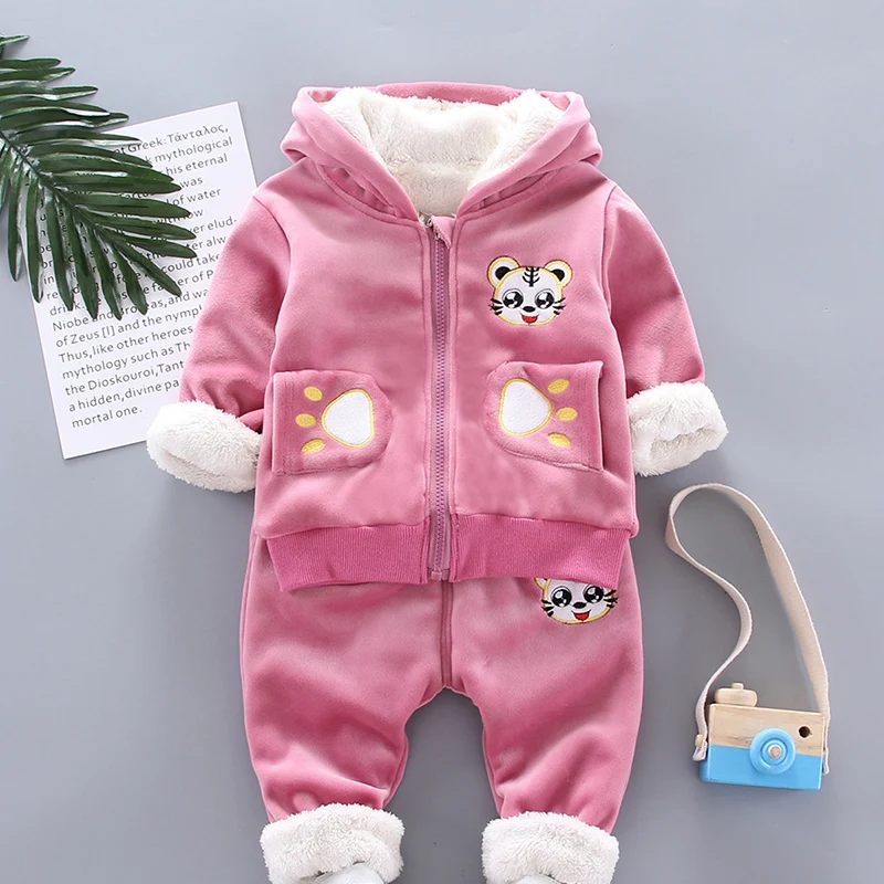 Conjunto de Algodão Urso dos Desenhos Camisola do Bebê Crianças com Capuz Melario Bebê Meninos Roupas Terno Quente Animados Impressão Acolchoado Meninas 28 acolchoado camisola do bebê meninas roupas crianças com capuz