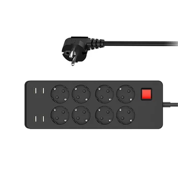 

4000W 16A 250V Multiple Power Strip Surge Protector AC Outlets EU Electrical Plug Socket with USB Charger Adapter