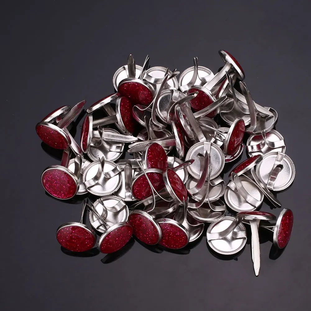 Sequins red 50 шт круглая застежка для скрапбукинга с блестками гвозди Brads заклепки украшения - Цвет: Sequins red