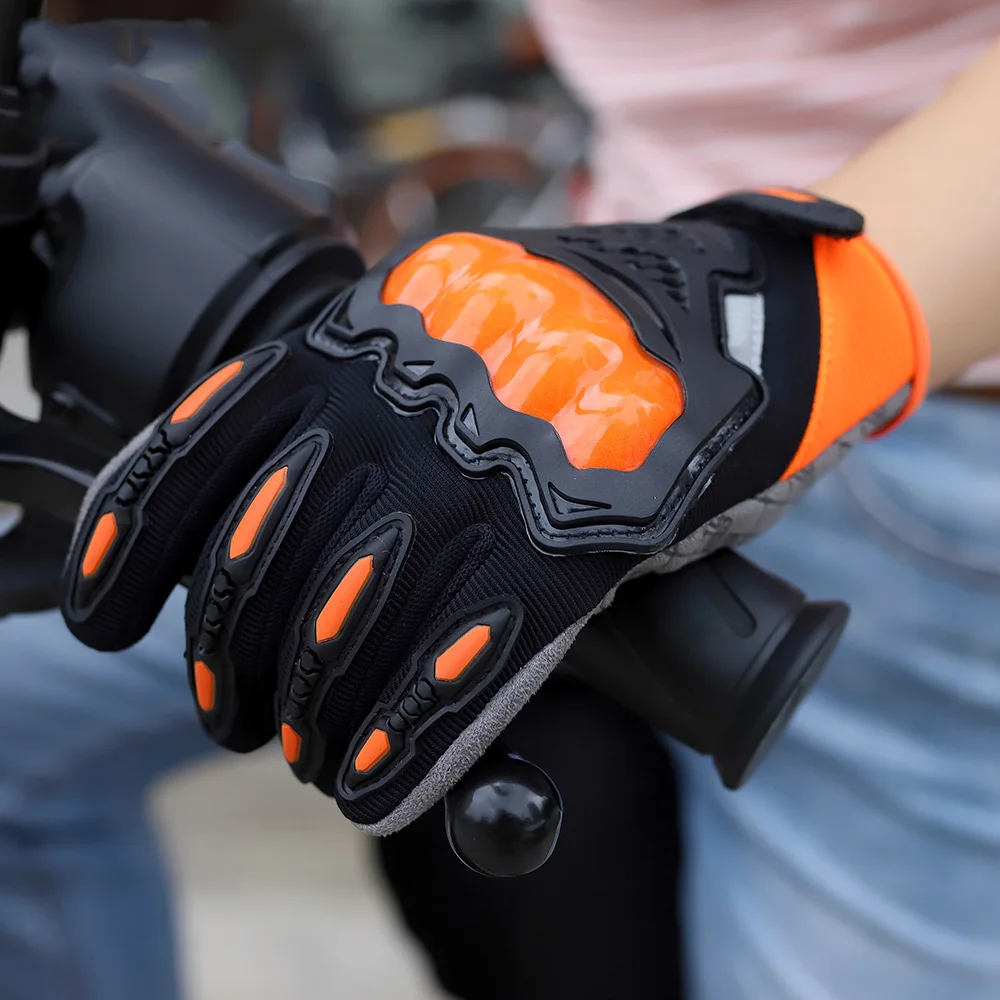 Orange Теплые зимние мотоциклетные перчатки полный палец автомобильные перчатки велосипедные перчатки для верховой езды Спорт на открытом воздухе альпинистские перчатки - Цвет: Orange