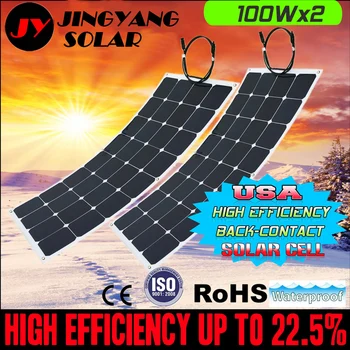 

solar panel sunpower 100W 200w flexible solar panels cell monocrystalline 12V 24V battery bank charge charger china cheap