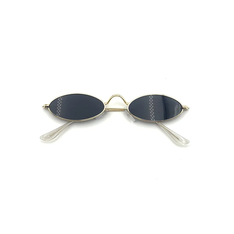 Мужские и женские модные дизайнерские Роскошные брендовые ретро маленькие овальные солнцезащитные очки для женщин винтажные оттенки черные красные металлические солнцезащитные очки Lunette - Цвет линз: Gold Black