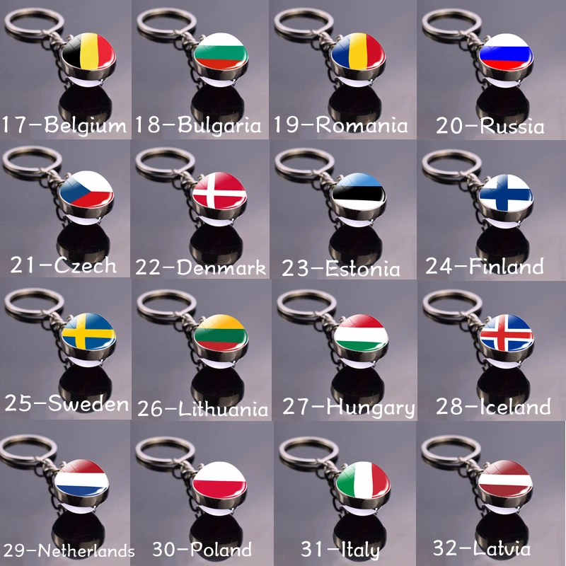 Футбольный брелок, стеклянный шар, кулон, топ, флаг стран мира, брелки, двухсторонний стеклянный шар, ювелирные изделия, Национальный футбол, подарок для влюбленных