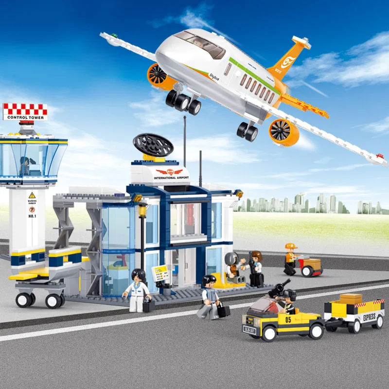 

Small Luban 0367 International Airport Aviation Heaven & Earth Children Spell Assembly Building Blocks Toy Boy