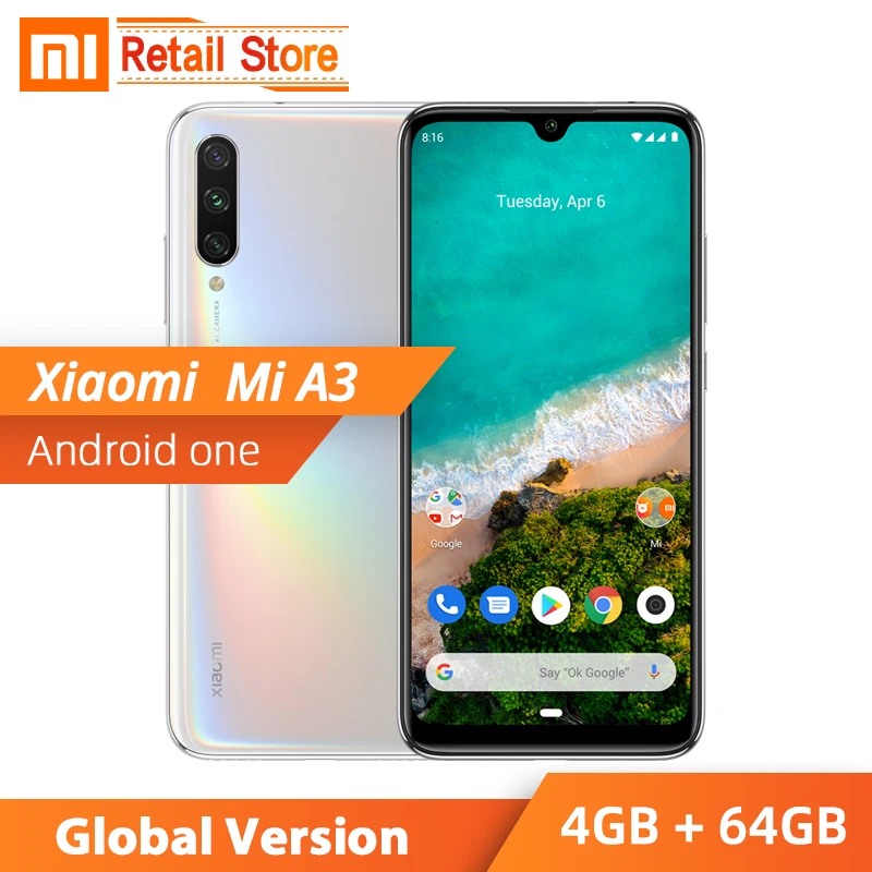 Xiaomi mi A3 4 Гб 64 Snapdragon 665 смартфон телефон CC9e CC 9E 48MP камера 32MP фронтальная 6 088 "экран