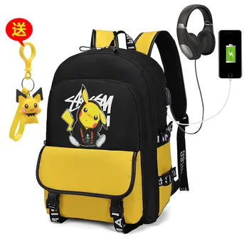 

Anime Pokemon Pikachu Capacity Backpack USB Charging School bag For Teenager Student Bookbag Men&Women Travel Laptop Mochila