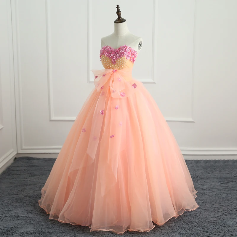 picture color ANGELSBRIDEP изготовление на заказ; Большие размеры трапециевидной формы пышное платье блестящие BeadsTulle длиной до пола сладкий 16 платья дебютанток - Цвет: picture color