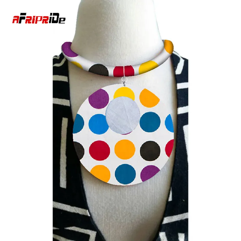 2020 Fashion African Print Necklace Ankara with Big Pendant Handmade Fabric Jewellery for Women SP075 | Тематическая одежда и