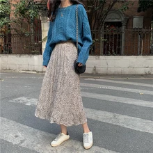 В 6653 году хан издание Шикарная высокая Талия Длинные сломанные цветок плетеные сломанные красивые юбки плиссированная юбка