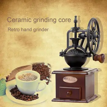 

Manual coffee bean grinder retro style wooden corn grinder drum grinder ceramic grinder kitchen tool without odor more uniform