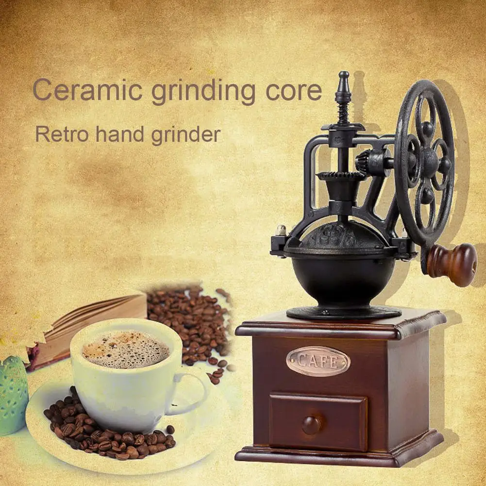 Manual Coffee Grinder Vintage Style Wooden Coffee Grinder Roller Grain Mill Hand Crank Coffee Grinder Manual Coffee Grinder Vintage Style Wooden Coffee Grinder Roller Grain Mill Hand Crank Coffee Grinder
