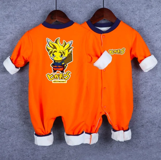 Pikachu Cos Luffy Ironman Капитан зимние утепленные комбинезоны из хлопка для маленьких мальчиков и девочек; Комбинезоны для младенцев; теплая одежда SA2180