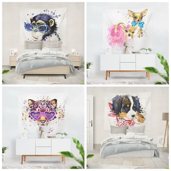

Youth bedroom Dog Cat Kawaii Tapestry Blanket Fabric Carpet Wall Decoration Hanging Room Decor Wallcovering Accessories Custom