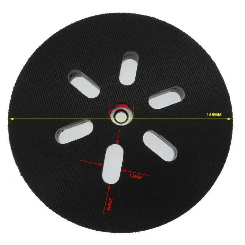 

6" 6 Hole Sanding Pad Sander Backing Pad for Hook Loop Polishing Discs Grinder