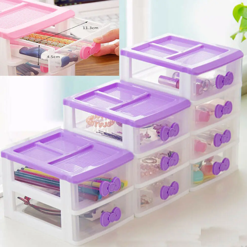 

2-4 Layer Plastic Drawer Storage Box Small Items Jewelry Baby Toys Storage Box