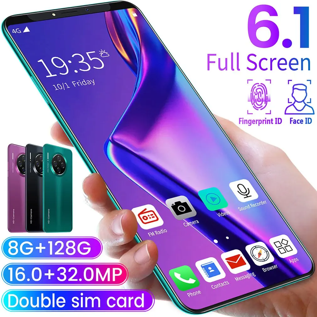 

6.1" Smartphone for Mate33 Pro Big Screen Android Phone Hd Display Hd Camera Twilight Streamline Fashion Shape Mobile Phone