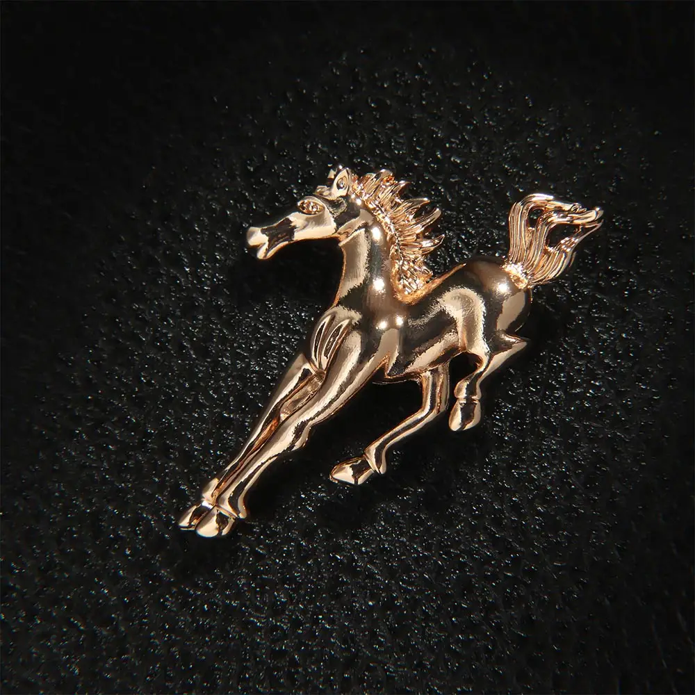 Caballo de oro metal en el pecho con Solapa Pin Broche De Diseño 