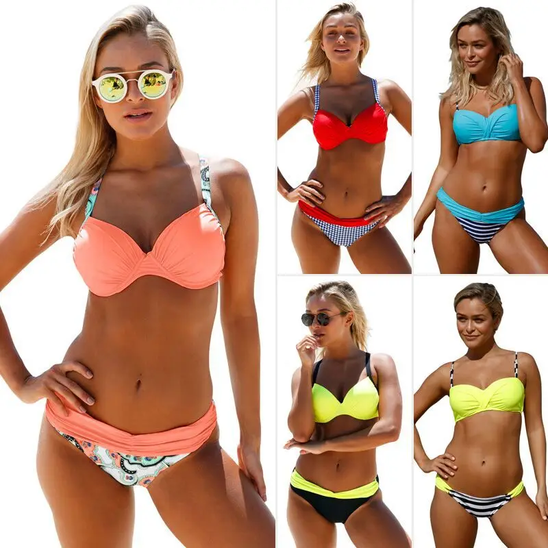 

Bikinis Women Swimsuit Sexy Push Up Padded Bikini Set Bathing Suit Two Piece Beach Swimwear Bench Bathing Suits 410077