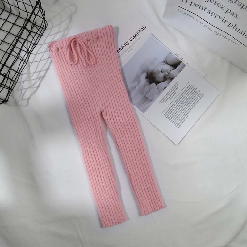 Pink Осенне-зимние жаккардовые леггинсы с двойным узором для маленьких мальчиков и девочек, грелка, эластичные хлопковые флисовые трикотажные штаны - Цвет: Pink