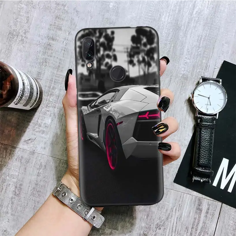 Спортивный автомобиль черная крышка чехол для телефона для Xiaomi Redmi Note фотоаппаратов моментальной печати 8 7 7S 7A 6 S2 GO K20 Pro 6A mi 6X 5X A1 CC 9 8 Coque - Цвет: BA199-7