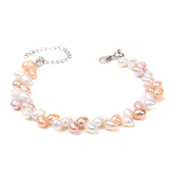 

Natural Freshwater Rice Pearls Bracelets For Women Handmade Jewelry Pink Pearls Beads Bangle Adjustable Ankel Bracelet Girl Gift
