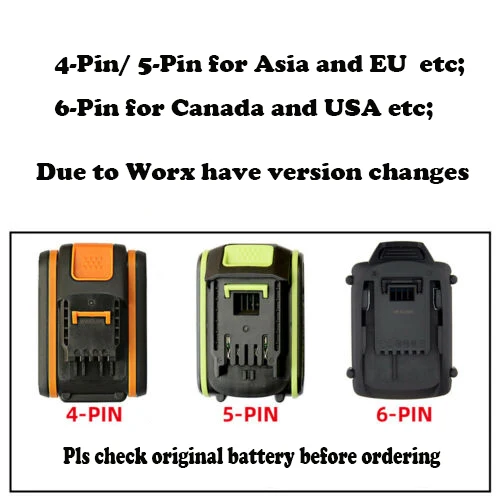 adapter for WORX 20V 4pin battery convert to 5pin battery +Charger share converter (Not 6pin WA series)