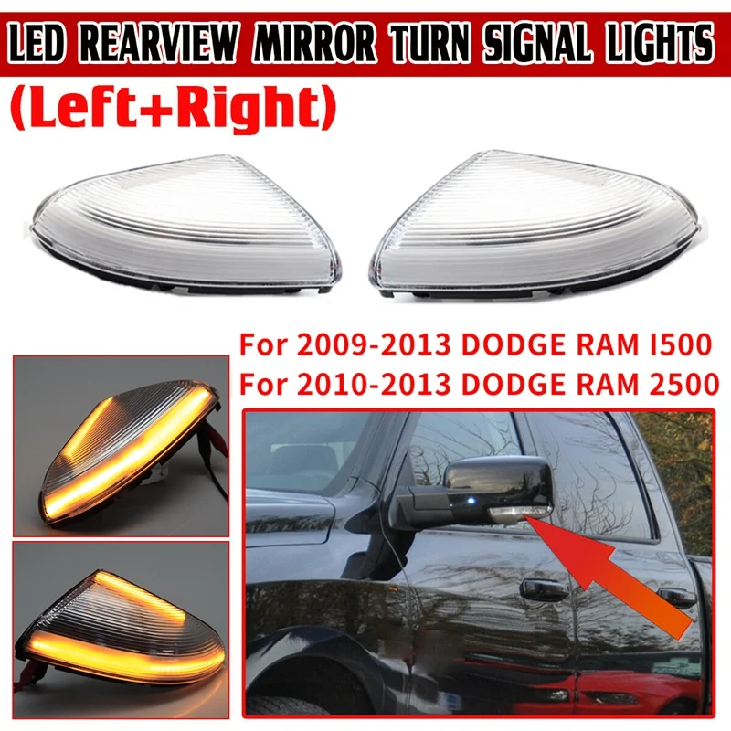 68064949AA Front Driver Left Side Mirror LED Turn Signal Light Housing for Dodge Ram 1500 2500 2009-2013 