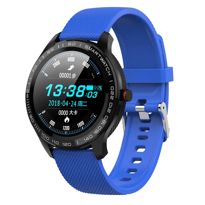 silicone blue LEMDIOE, профессиональные умные часы с длительным временем ожидания, мужские ЭКГ ppg, Bluetooth, умные часы, IP68, водонепроницаемые, для huawei ios, full touch - Цвет: silicone blue