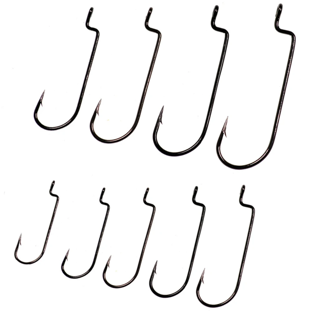 20pcs High Carbon Steel Narrow Crank Worm Hook Soft Bait Hook for Carolina Rig Bass Fishing 1# 2# 4# 6# 1/0# 2/0# 3/0# 4/0# 5/0