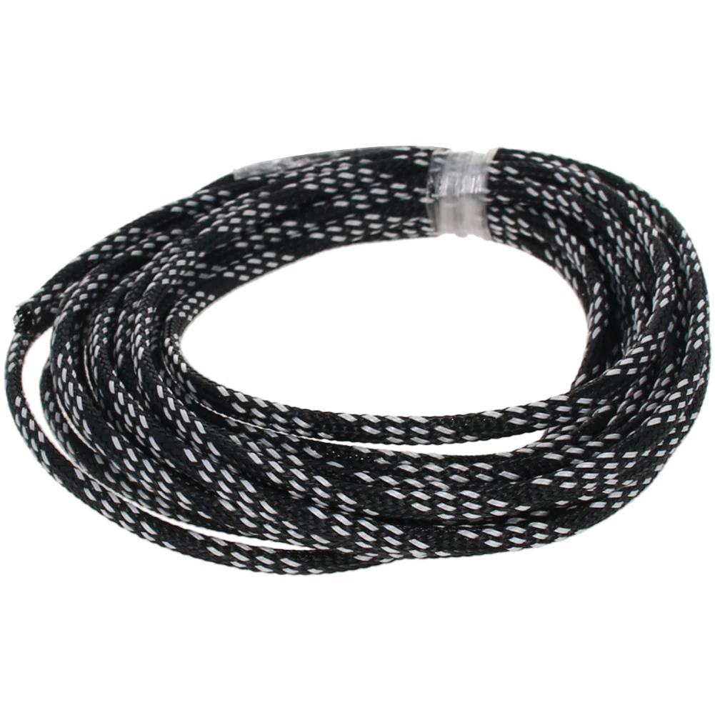 Black White 4mm Width 5m Length Braided Protective Sleeve Corrosion-Resistant PET Braided Cable Insulation Sleeve Use To Wrap Protect Cables - Цвет: Black White