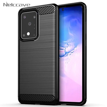 

100Pcs Carbon Fiber Silicone Case For Samsung S20 Ultra S10 Plus S9 S8 S7 S6 Edge Note 20 Pro 10 Lite 9 8 Anti-Fingerprint Cover