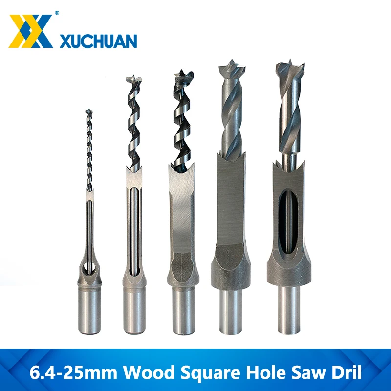 4/6x Mortice Square Hole Saw Auger Drill Bit Mortising Chisel Woodworking 