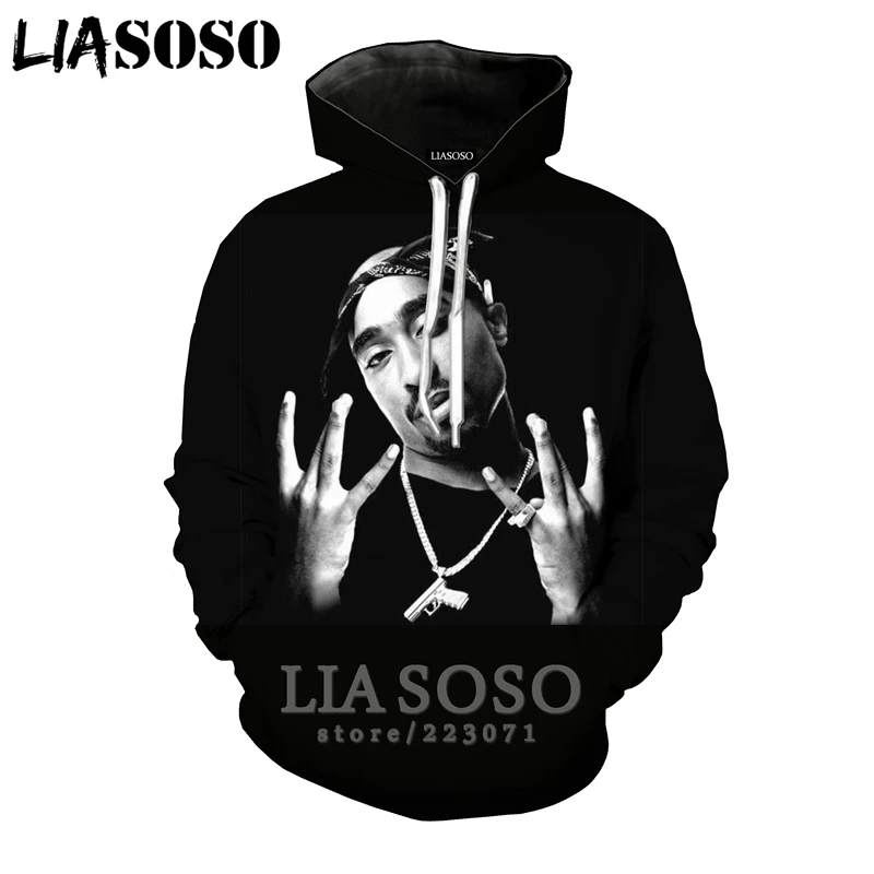 2Pac толстовки LIASOSO забавные для мужчин и женщин Аниме Толстовка 3D принт рэпер с длинным рукавом хип хоп Уличная Топ пуловер с круглым вырезом A295-15