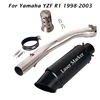 Slip for Yamaha YZF R1 1998-2003 Exhaust Tips 300mm Black Muffler Vent Tube Mid Link Pipe Motorcycle System