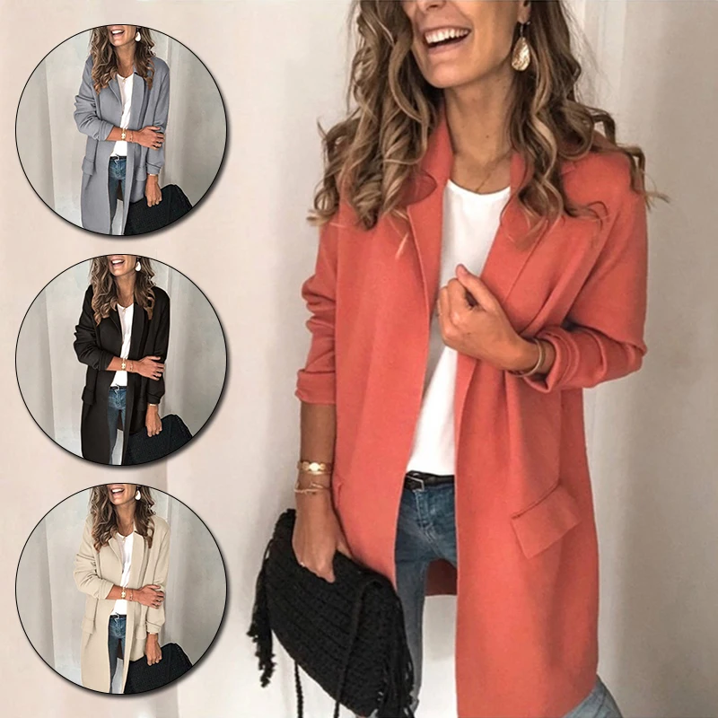 

2020 New Plus Size Women'S Business Suits Spring Autumn All-Match Women Blazers Jackets Short Slim Long-Sleeve Blazer Women Suit